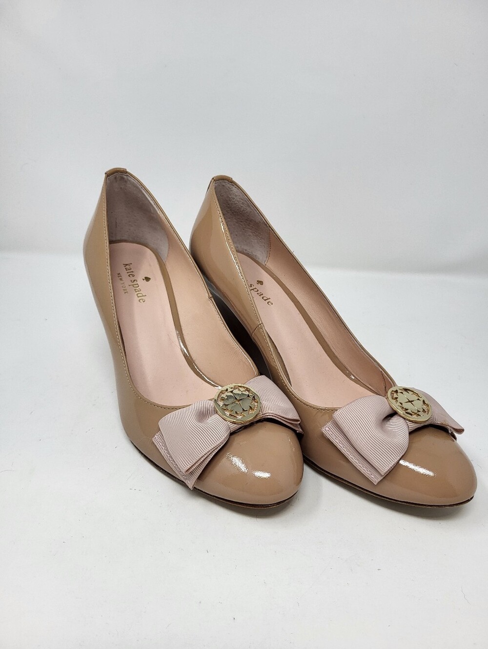 Kate Spade New York Wescott Fawn Patent Leather Wedge Pump Nude Beige Size 8.5